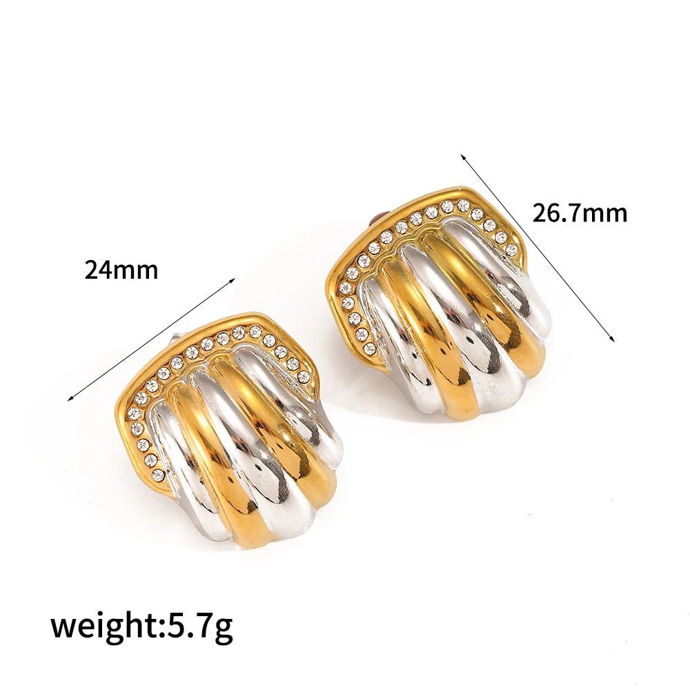 Wasserdichtes Set aus quadratischen, geometrischen Ohrsteckern aus Titanstahl in Gold- und Silberfarben, Damen, neues, klassisches Charm-Design, Schmuck – Detail 13