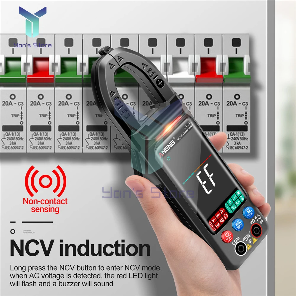 ANENG  ST212 PRO Digital Clamp Meter NCV Ohm Test 6000 Counts Multimeter DC/AC Voltage Current Tester Car Amp Hz Color Screen