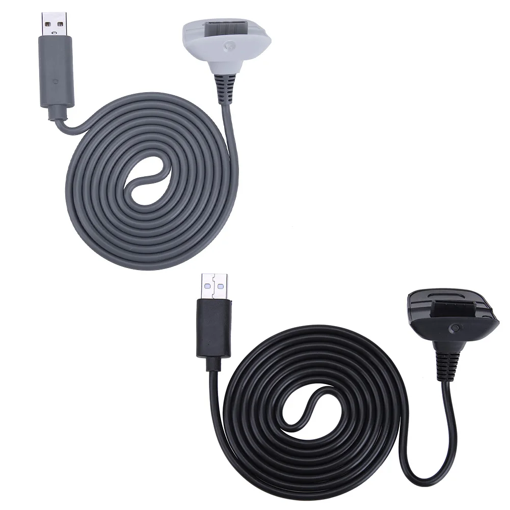 Image 4: Câble de chargement USB pour manette XBOX 360, connexion sans fil, 150cm, noir et blanc