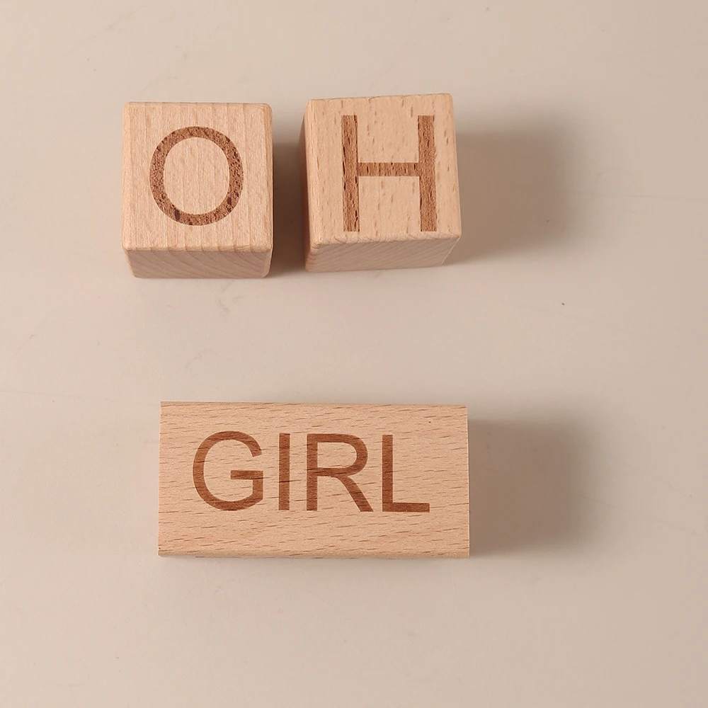 3pcs block set growth month milestone photo props wooden baby oh boy girl baby sweety  birth announcement sign journey