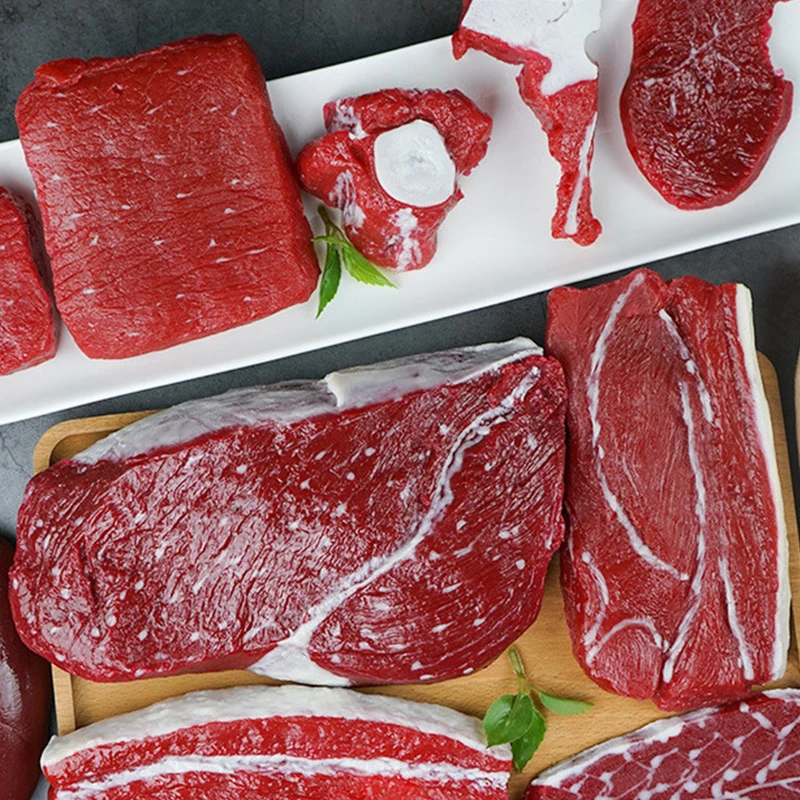 

Simulation Meat Fake Food Plastic Artificial Beef Chops Lifelike Pork Steak Model Kitchen Market Restaurant Display Photography