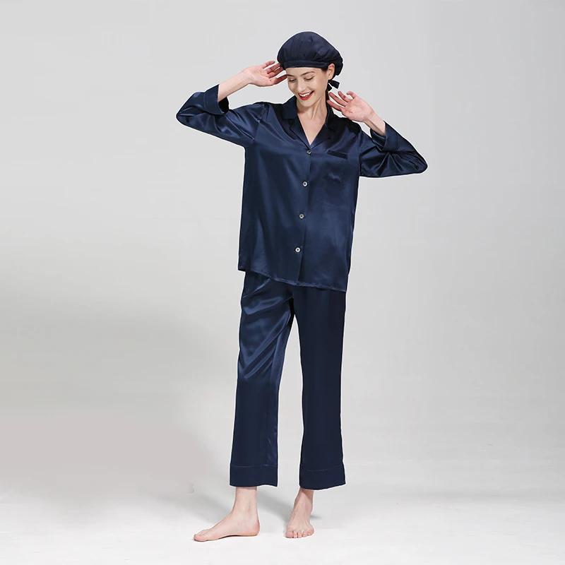 

19 Momme Long Sleeve V-Neck Basic Silk Pajamas