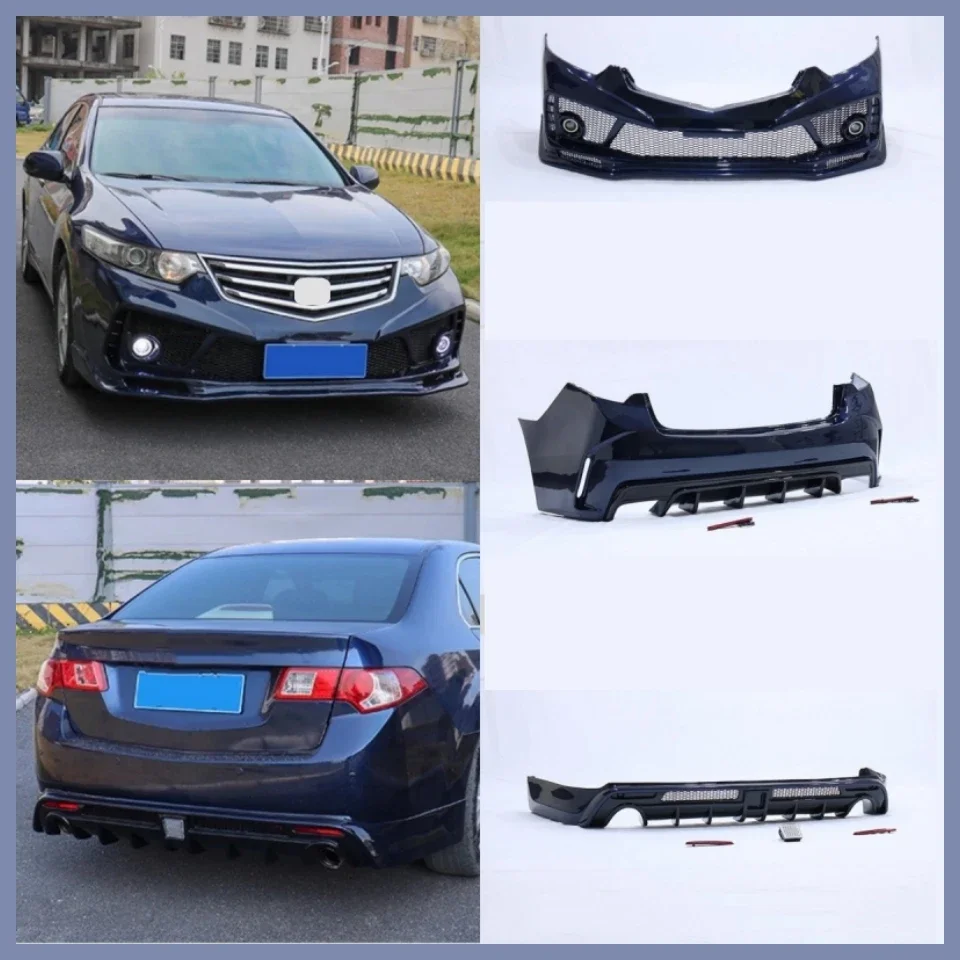 Front Rear Bumper Rear Lip with Lamp for Honda Spirior Accord Acura TSX 2009-2013 Modified Unpainted Car Body Kit Accessories