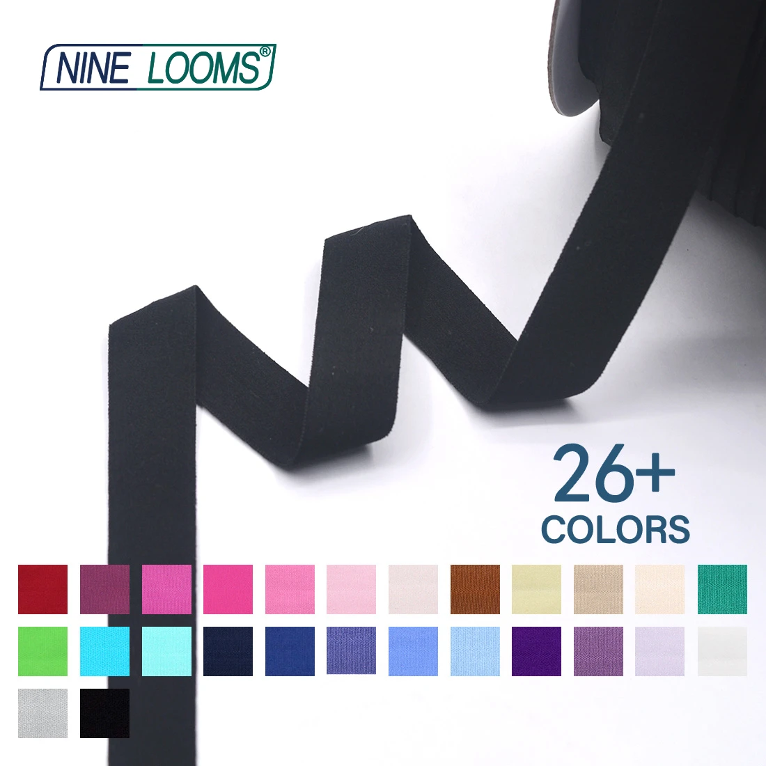 Neun Webstühle matt faltbar elastisch Feind 3/4 "20mm solide nicht glänzende Spandex Band Unterwäsche Dessous Näh besatz 50 Yard von Spule – Detail 27