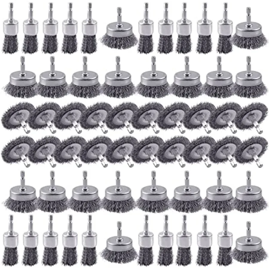 

0 Pack Carbon Steel Wire Wheel Brush Set - Cup Wheel and Pen Brushes With 1/4-Inch Hex Shank for Rust Removal Corrosion and Scr