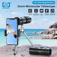 APEXEL 10-300X40 Professional Monocular Telescope Hd Powerful Full Steel Portable Binoculars High Quality Take Photo for Camping