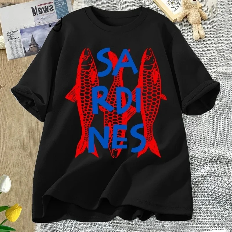 Camisetas de sardinas camisetas de pescado de moda camisetas casuales de manga corta camisetas de cuello redondo stil #2