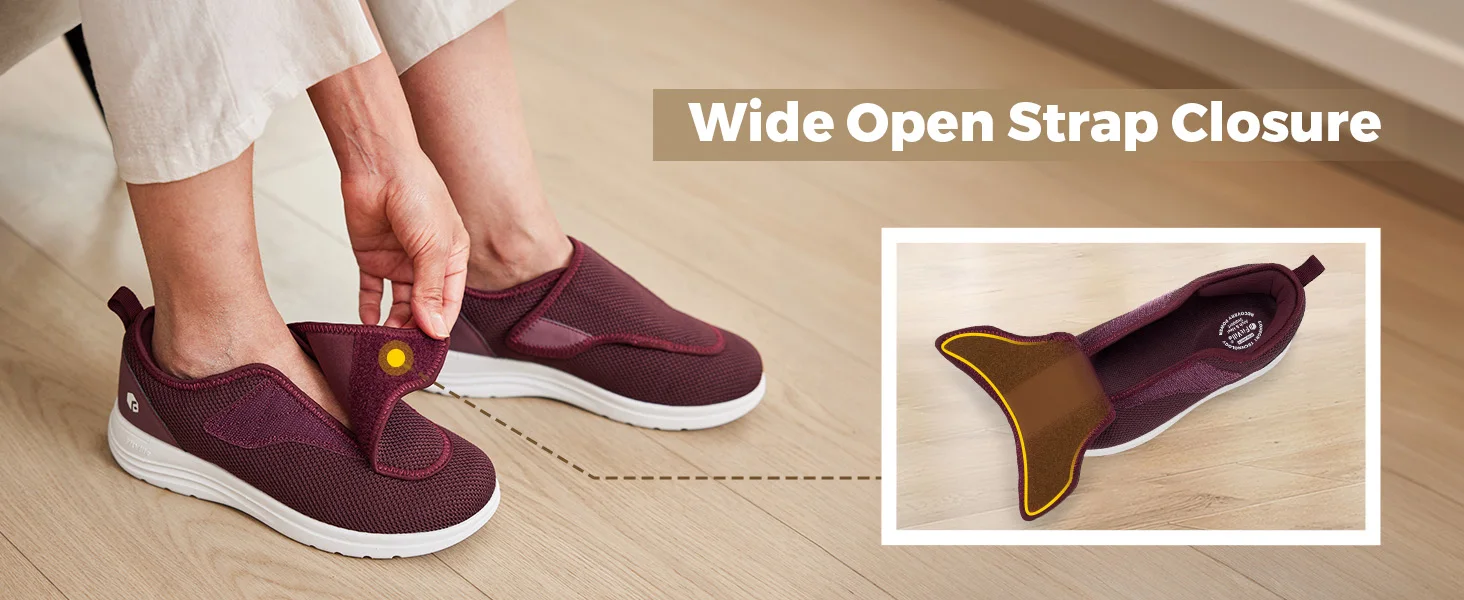 FitVille Diabetiker-Schuhe Extra Breite Gehschuhe für Senioren Hallux-Valgus Orthopädische Schuhe Verstellbare Daumen-Eversionshilfe für Geschwollene Füße – Detail 7