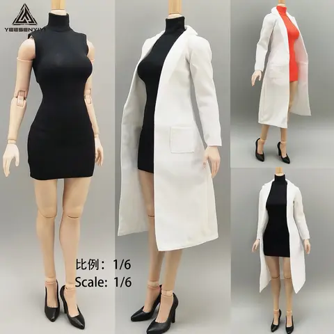 Robe moulante à col haut à l'échelle 1/6 pour figurine articulée de 12 pouces, coupe-vent tendance, vêtements pour poupée BJD de 30 cm, tenue pour figurine de soldat féminine