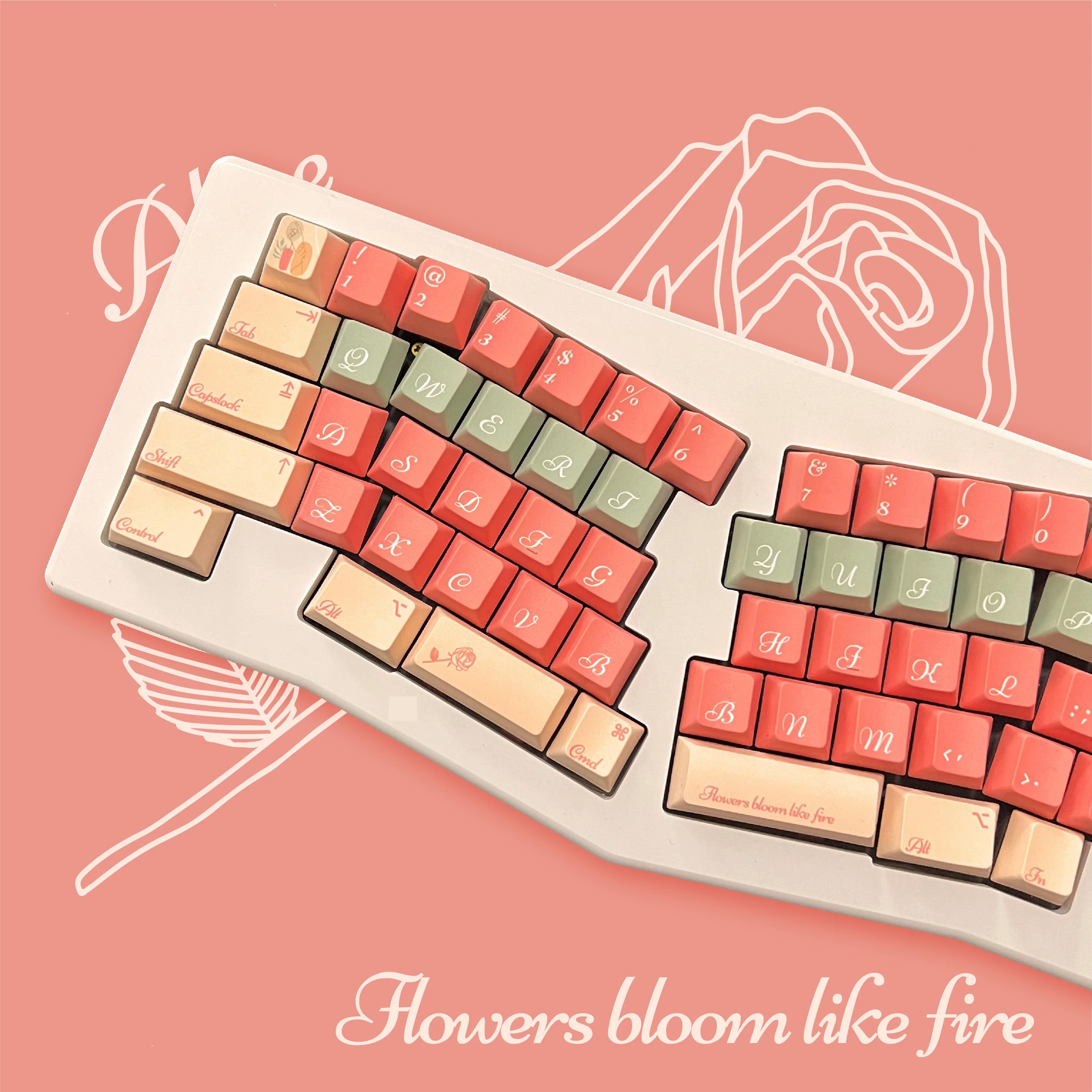 

Macaron flowers bloom like fire, and the five sides are sublimated. Original blackout PBT keycaps are customized.