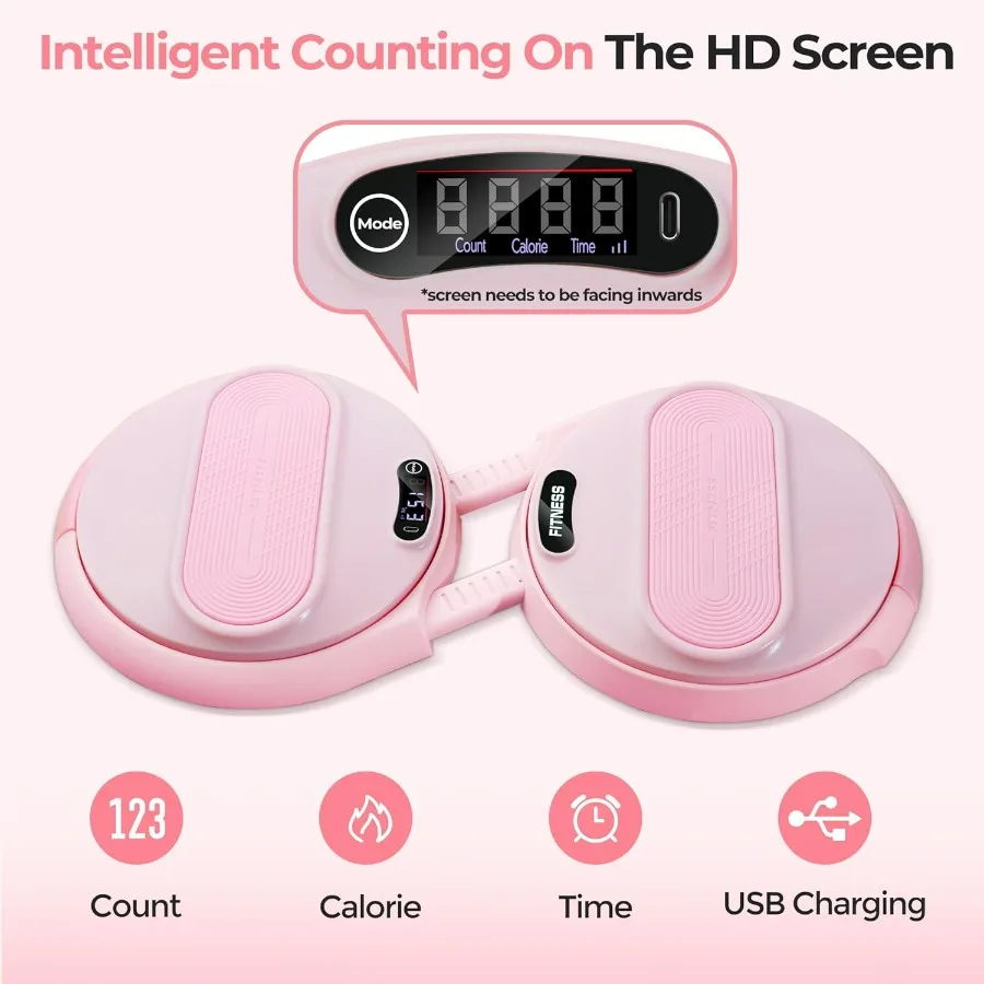 آلة لف الخصر ممارسة Ab Twister Board MAX 300LBS عد ذكي وقت السعرات الحرارية مع 2 أشرطة مقاومة 3 Adj #3