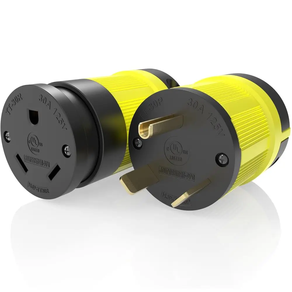 

Розетка NEMA TT-30R, 30 А, 125 В, прямая, для прицепов RV, черно-желтая, промышленного класса, с заземлением, 3750 Вт