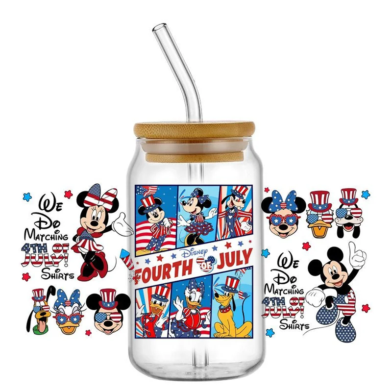 MIniso Mix Cartoon American celebration Wrap Stickers Waterproof UV DTF Cup Mug Wraps For DIY Libby Glass Waterproof Decals