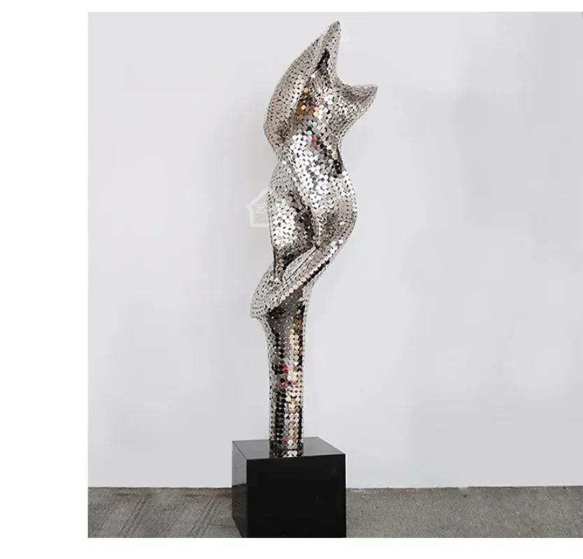 A Hotel lobby stainless steel artwork abstract floor ornament