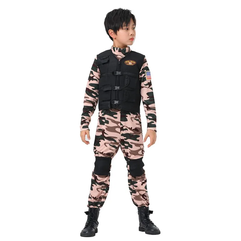 Kids Boys Navy Special Forces Play Dress Up Costumes Halloween Boys Party Performance Costume Set