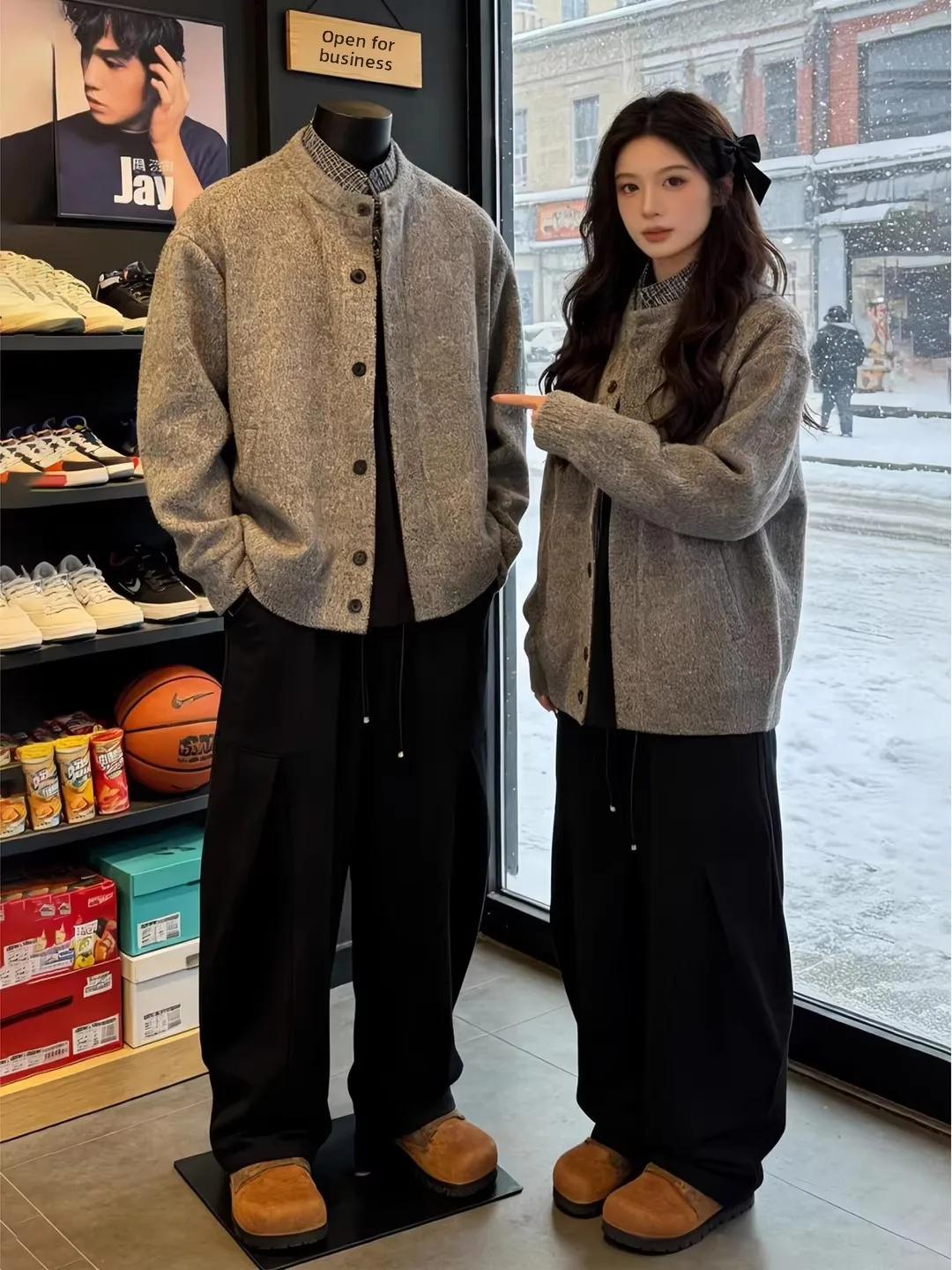 

Мужской вязаный кардиган в американском ретро-стиле, весенне-осенний, с имитацией двухслойности, в клетку, с пуговицами, в стиле колледж