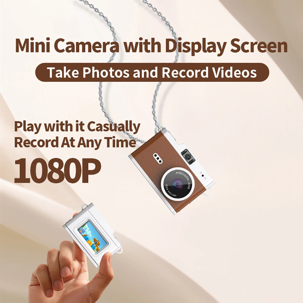 Retro Mini Camera 0.96 Inch Keychain Thumb Camera Support Memory Card 1080P Very Small Camcorder Video Recorder for Student Kids