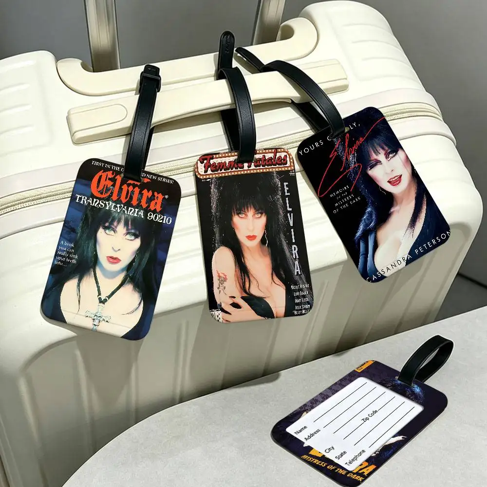 Horror Film E-Elvira M-Mistress D-Dark PVC Baggage Identification Tag Anti lost Information Card Holder Travel Suitcase Name Tag
