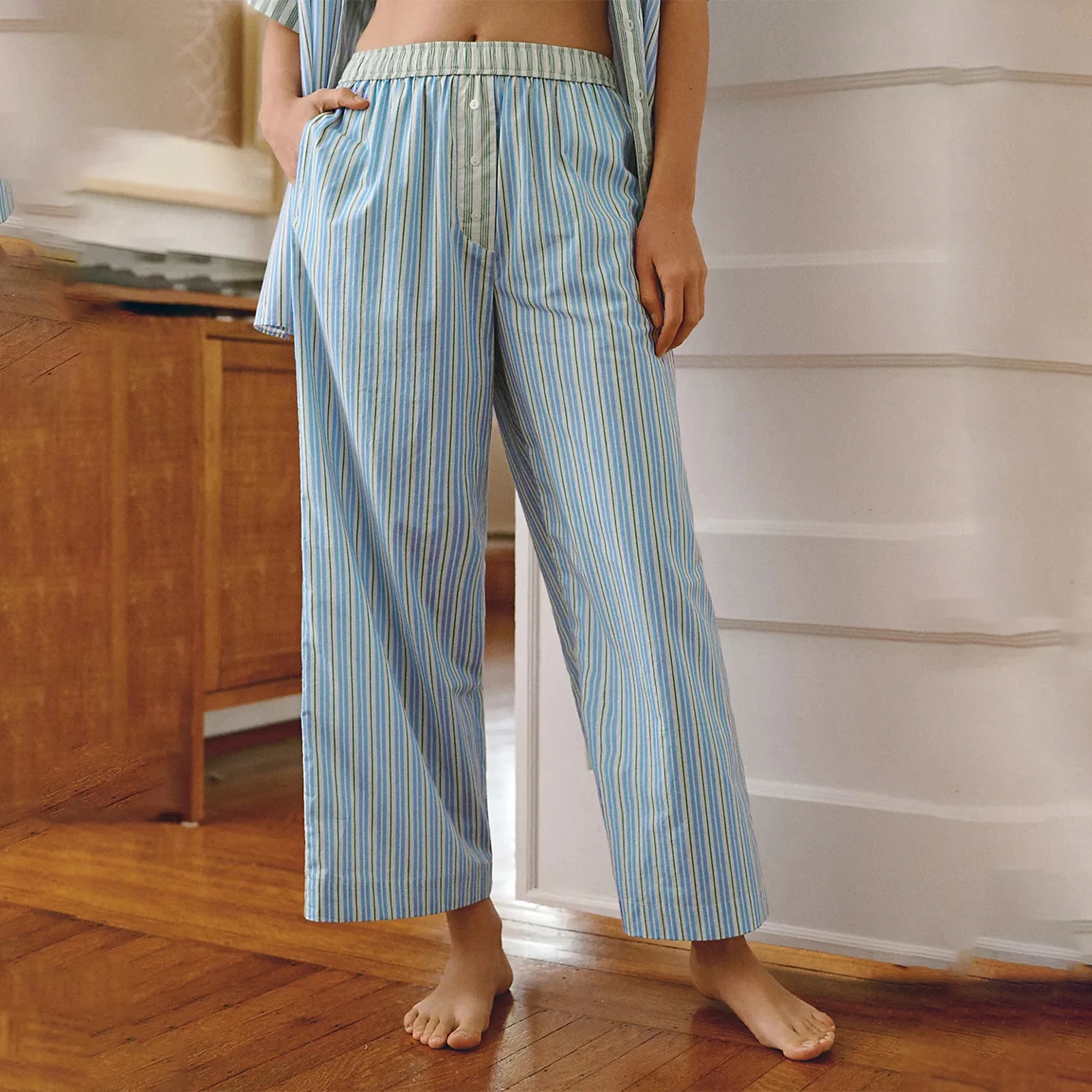 Women Pajama Pants Elastic Waist Striped Pants Loose Casual Lounge Pants Sleepwear