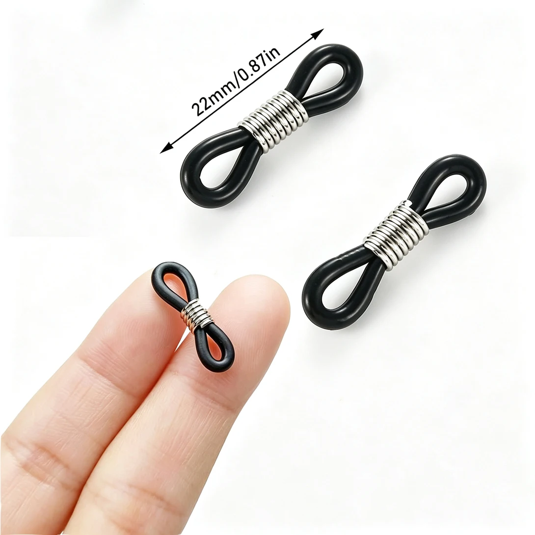 30Pcs Stainless Steel Spring Beads Eyeglass Chain End Connectors Rubber Loops For Sunglasses Strap Mask Lanyard DIY Jewelry Part