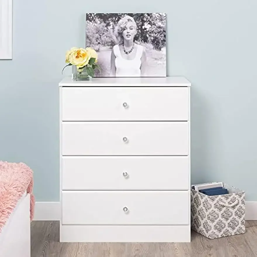 NEW Astrid Simplistic 4-Drawer Dresser for Bedroom, Functional Chest of Drawers with Acrylic Knobs 16