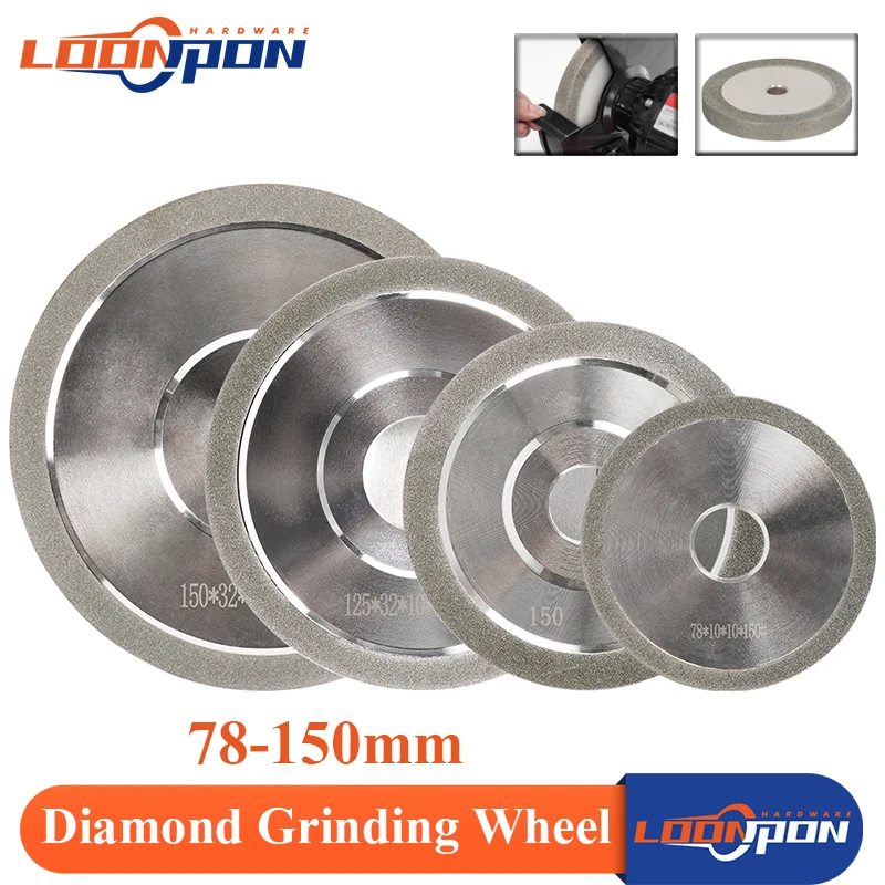 Loonpon 78-150mm Diamond Grinding Wheel Grinding Wheels Diamond Wheel Disc For Sharpening Tungsten Steel Milling Cutter Tool