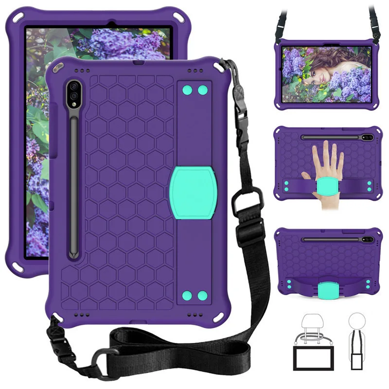 Case For Samsung Galaxy Tab S7 T870 T875 EVA All-inclusive Shock-proof Rotating Single Shoulder Portable Stand Protection Cover