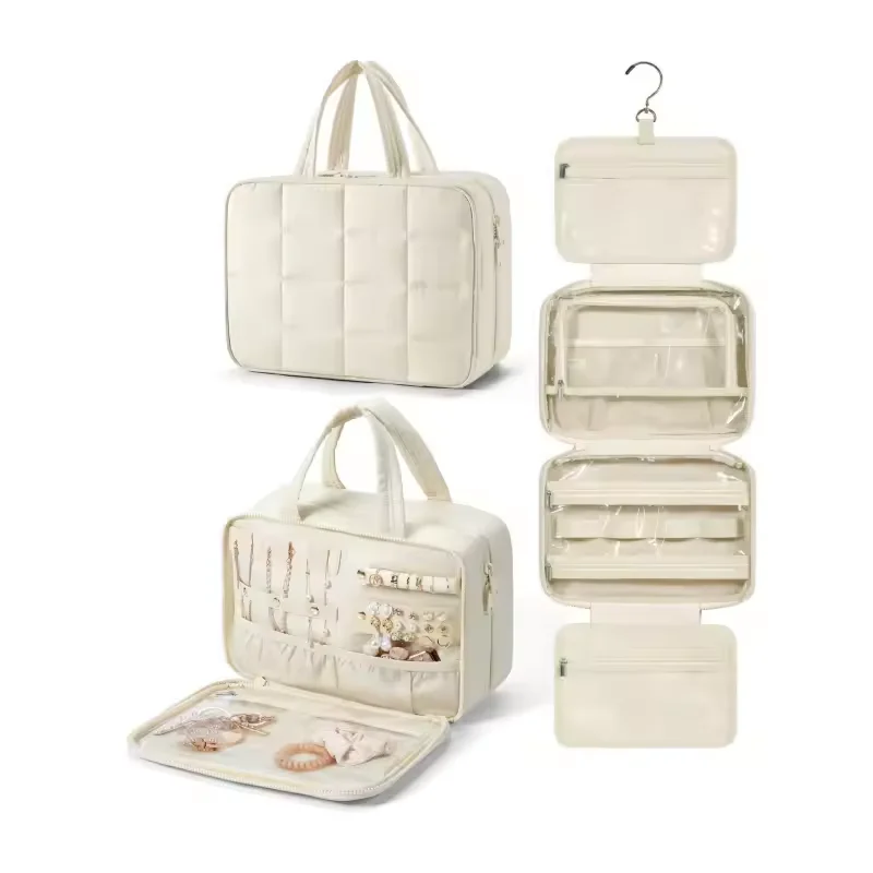 

Multi-functional Toiletry Bag Storage Bag Organizer Capacity Portable Cosmetic Bags with Multi Compartments Jewelry Travel Bag