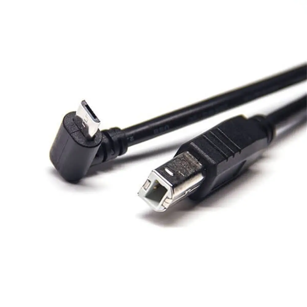 Micro USB Cable 90 Degree to USB B Male Straight 1M