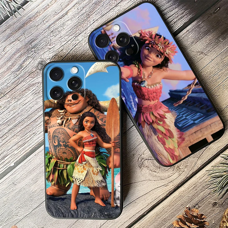 Disney Moana Ocean Film For iPhone 15 14 13 12 11 XS XR X 8 7 SE Pro Max Plus Mini Black Cover Phone Case