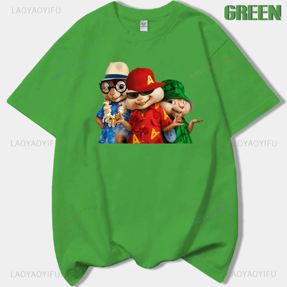 Funny Alvin and The Chipmunks Cartoon Printed T-shirt Woman Man High Quality Cotton T Shirts Fashion Casual Vintage Movie Tops