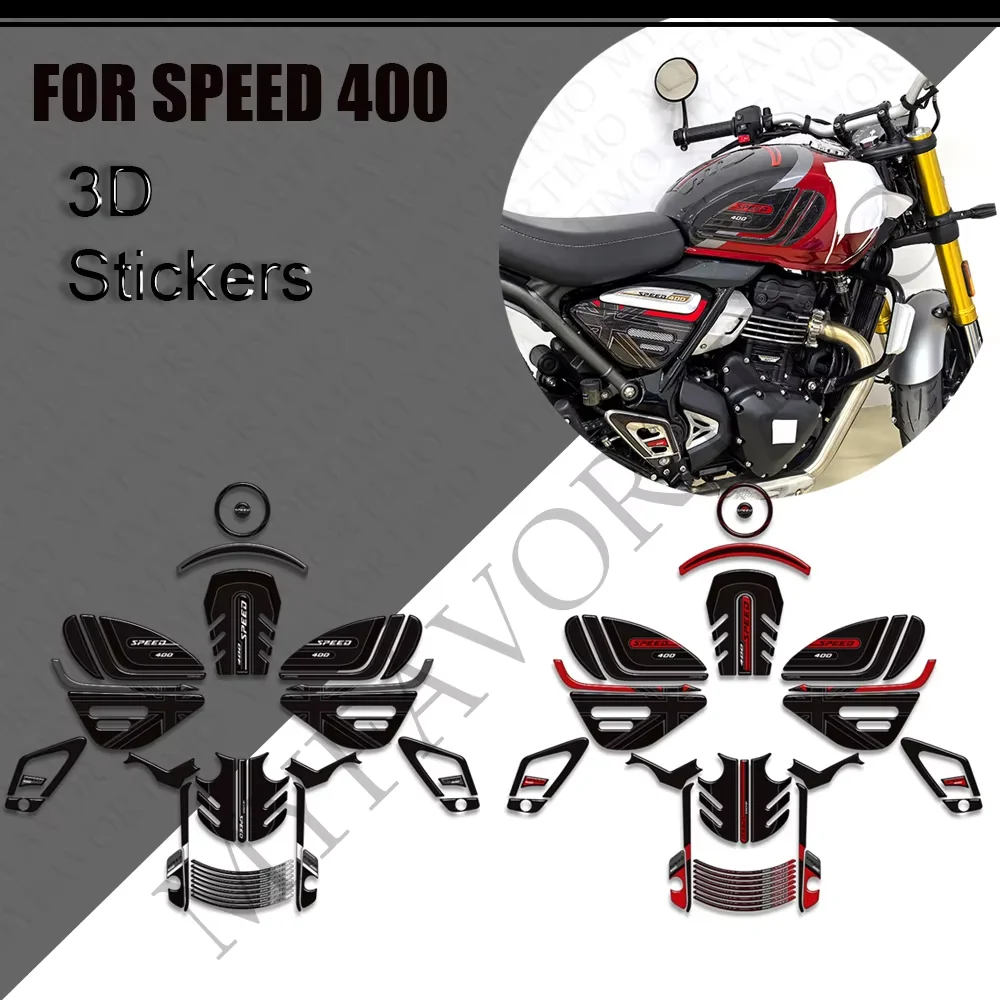 Zestaw naklejek ochronnych na zbiornik paliwa, boczne gripy, owiewki na kolana, błotnik, koła do Triumph Speed 400 2024 2025