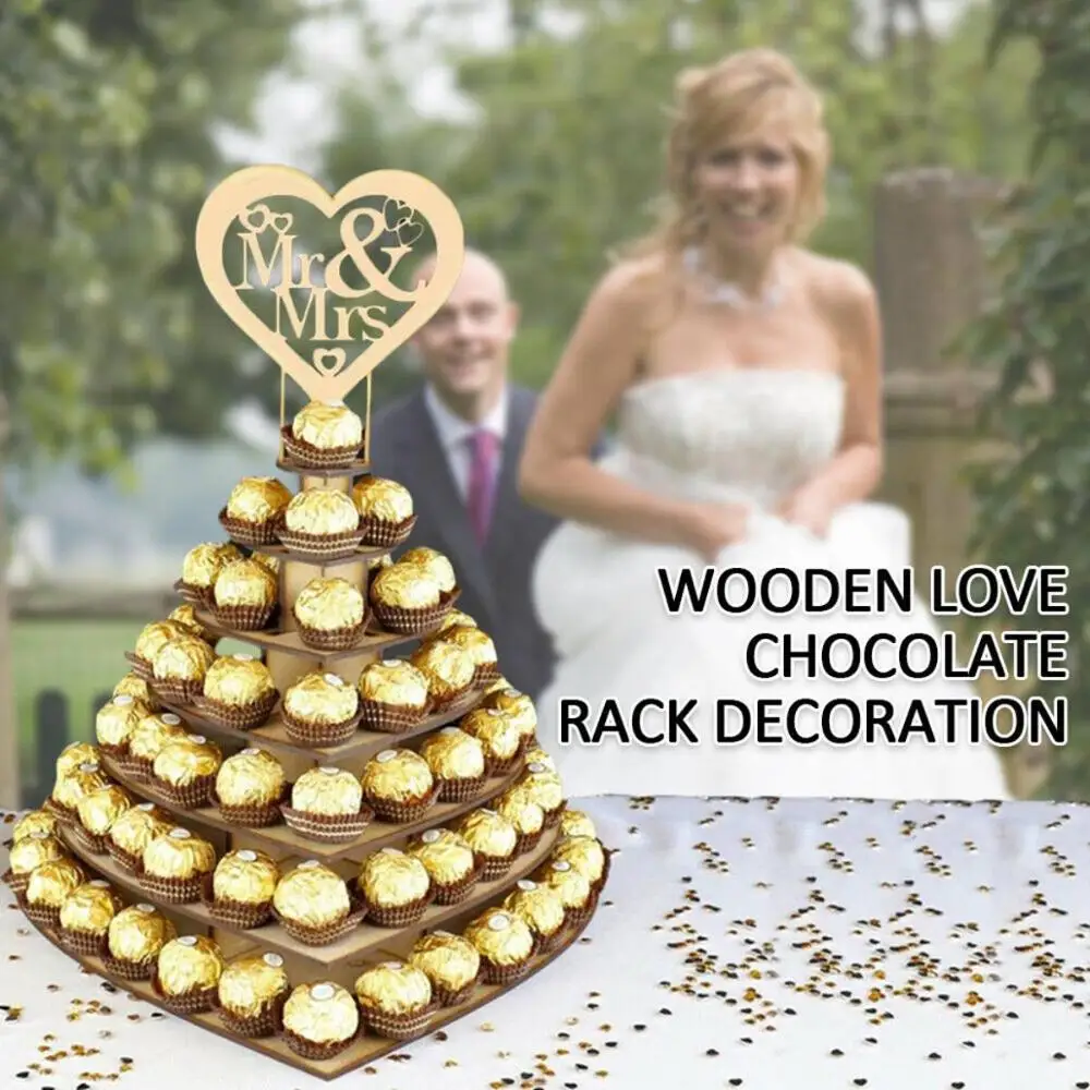 

Personalised Chocolate Snack Display Mr&Mrs Heart Wedding Dessert Stand Rack Party Centrepiece