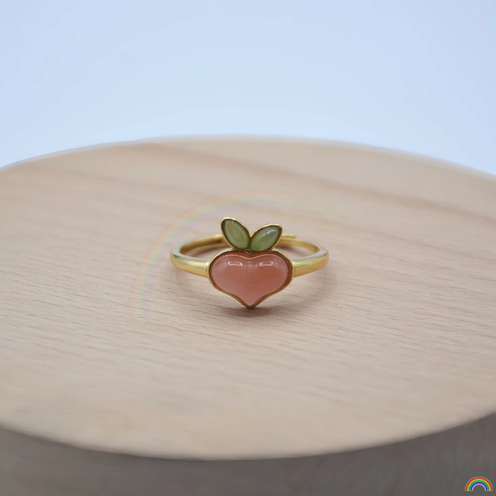 Natural Southern Red Agate s925 Silver Inlaid Peach Heart Ring Year An Peach Language National Style Gift for Girlfriend Rwbuy