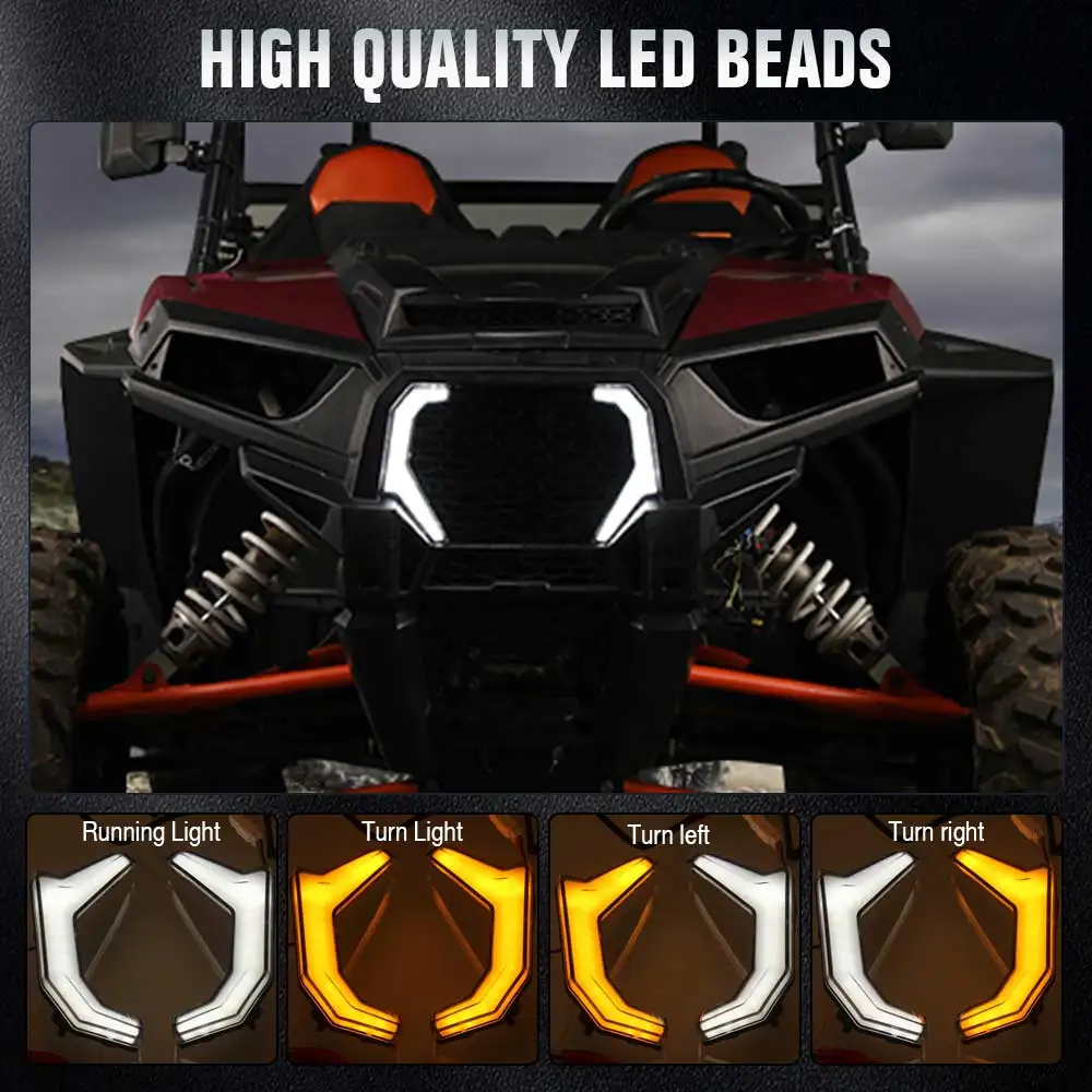 12V LED Front Fang- Accent Light Turn Signal Lamps Compatible with Polaris RZR XP 1000 2014-2018 car accessories