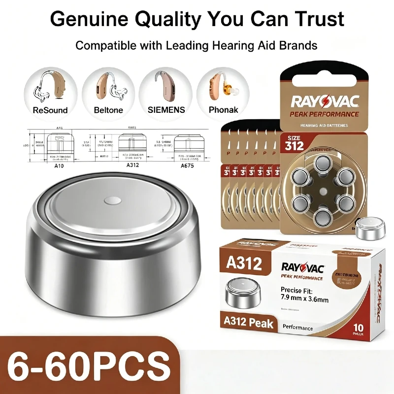Bulk Pack 312/A312/PR41 1.45V Disposable Hearing Aid Battery Zinc Air Cell for BTE CIC RIC OE In-ear Behind-ear Hearing Aids