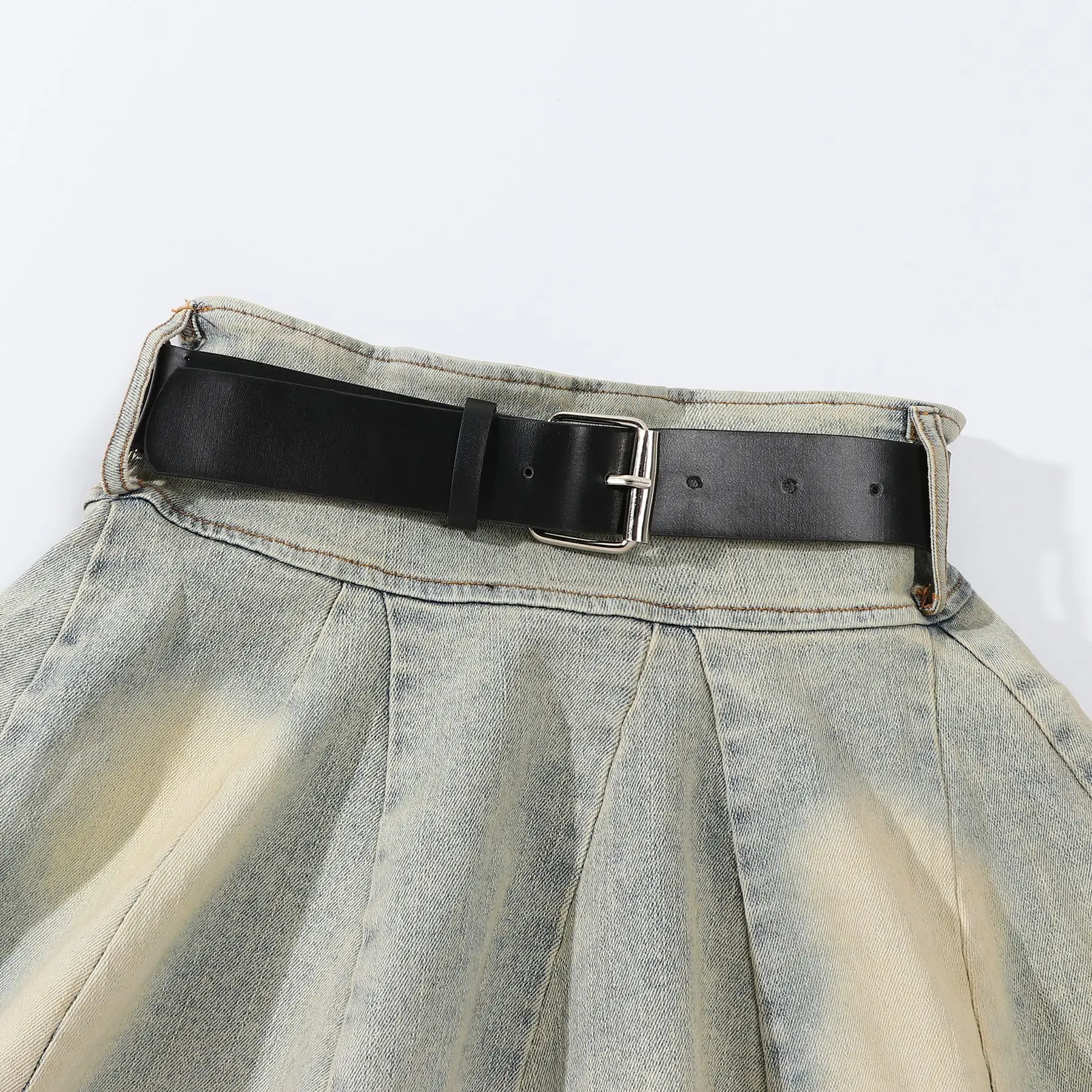 Vintage Girl Skirt Denim Teen Girls Clothes Jean Skirts with Belt High Waist Y2K Jk Style Dance Outfit Kids Clothing Children