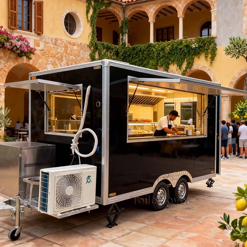 

Мобильный фудтрак-прицеп для уличной торговли, полностью оборудованный, с окном для продажи, для хот-догов и фастфуда