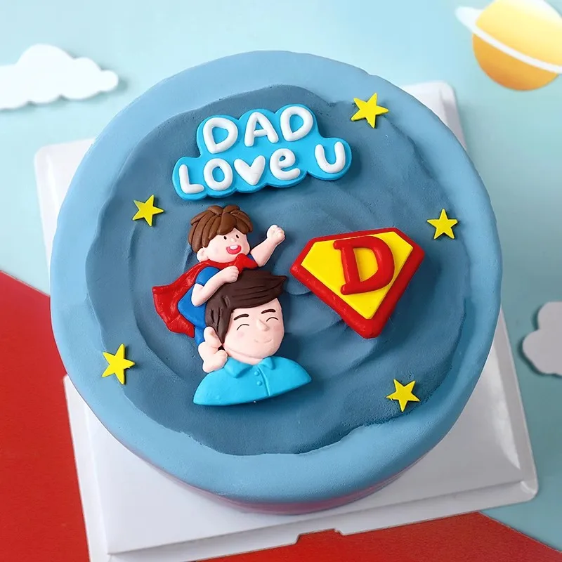 Cake Decorations Dad Father Birthday Cake Topper for Father's day Daddy Birthday Super Dad With Baby Soft Glue Cake Topper Gifts