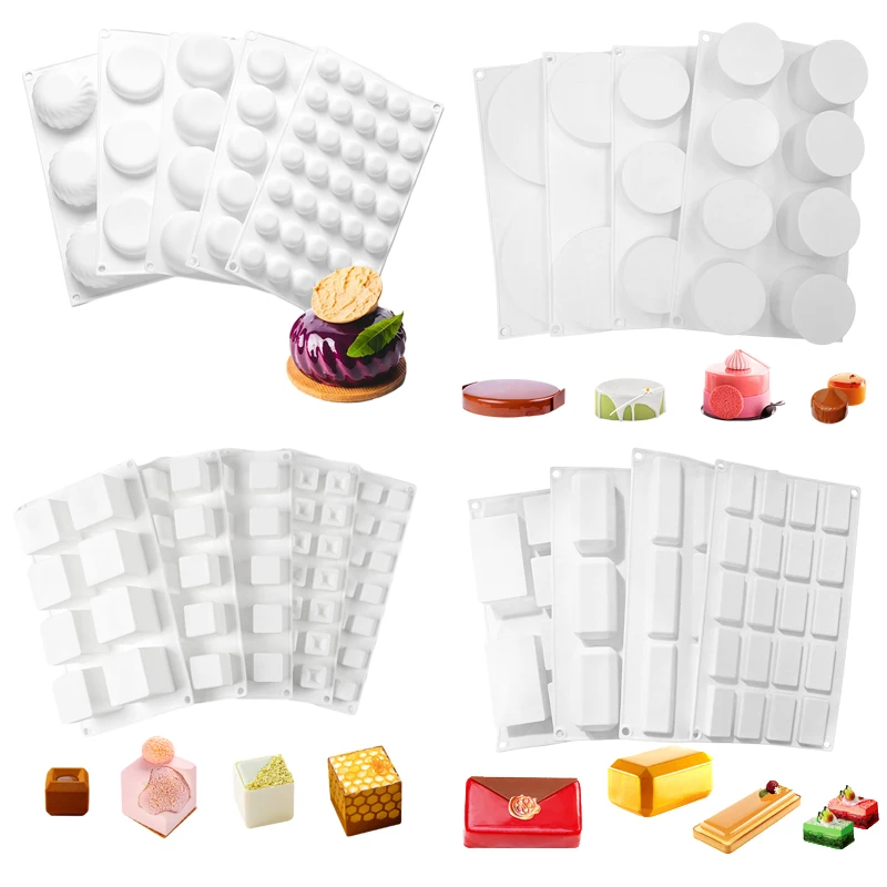 26 Options Available Cylindrical Oblate Cuboid Cube Mousse Dessert Silicone Molds Cake Decorating Tools Chocolate Cake Moulds