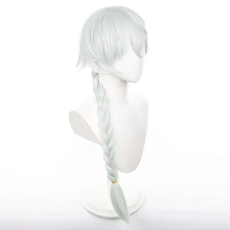 Anime Bungo Stray Dogs Nikolai Gogol Cosplay Wig for Men Long Grey White Braided Wig Halloween Party Costume Accessory