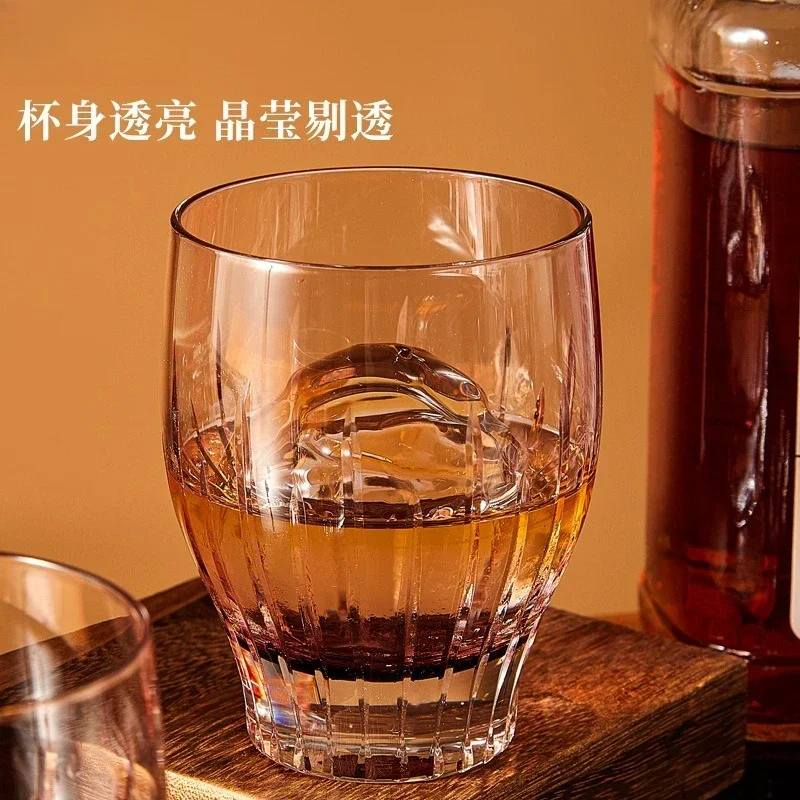 

Hand-carved whiskey glass crystal glass round belly water cup high-end exquisite thick bottom