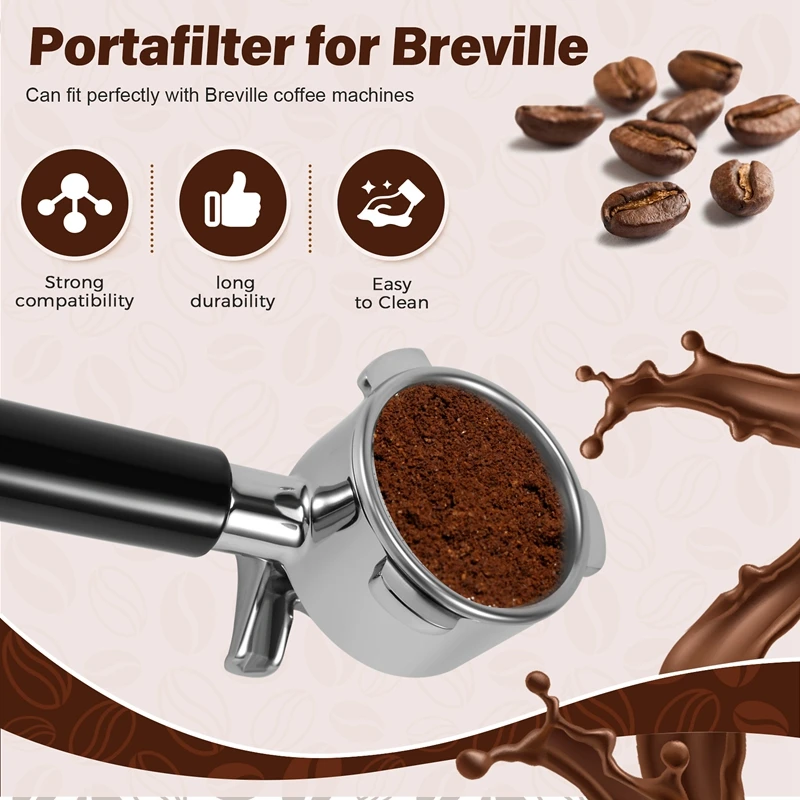 54Mm Portafilter For Breville BES870XL, BES870BSXL, BES878BSS, BES880BSS, BES840XL Stainless Portafilter Filter Holder