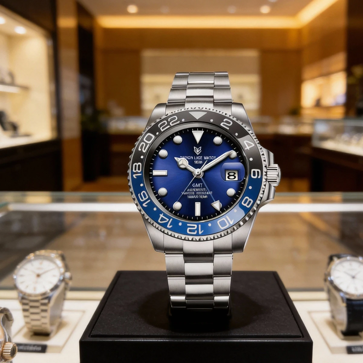 

Мужские часы LIGE Luxury Fashion Diver Automatic Mechanical Watch с циферблатом Sunburst, водонепроницаемые, автоматические, механические.