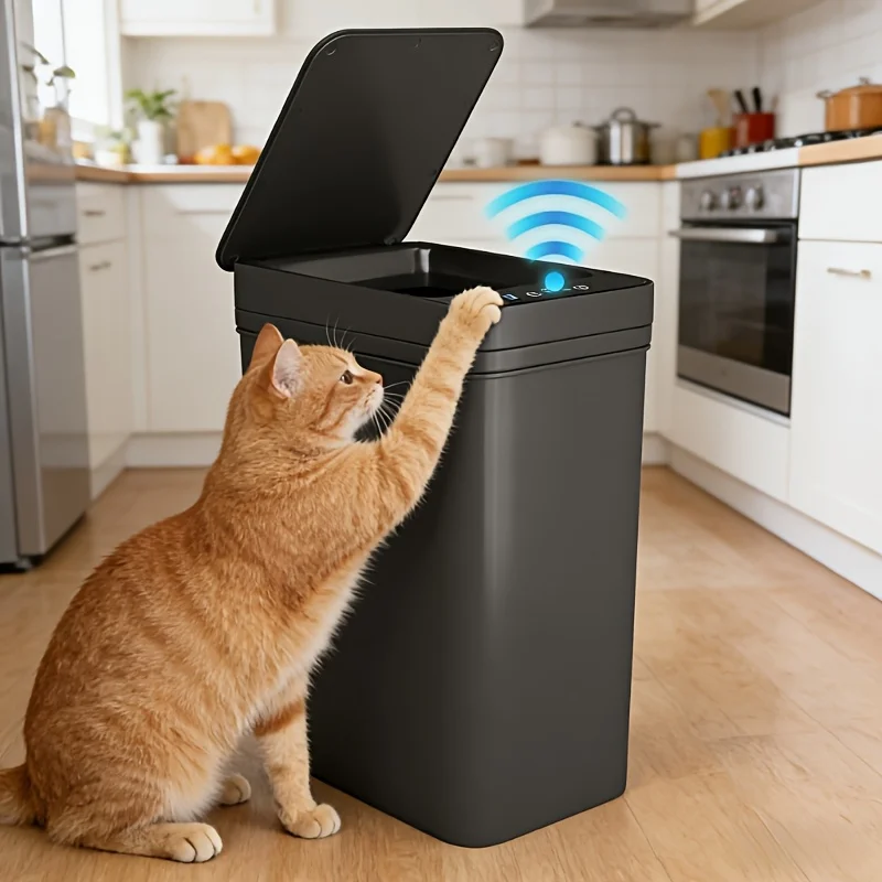 

1/2pcs 3.17gal Large Capacity Smart Sensor Trash Can with Hands-Free Motion Sensor, Locking Lid, And Silent Odor-Control Design for Home, Kitchen, Bedroom, Office, Automatic Touchless Trash Can