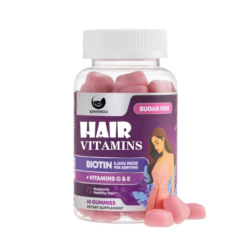 

Hair, skin, and nail vitamin gummies, used for hair, skin, and nail support, 60 gummies