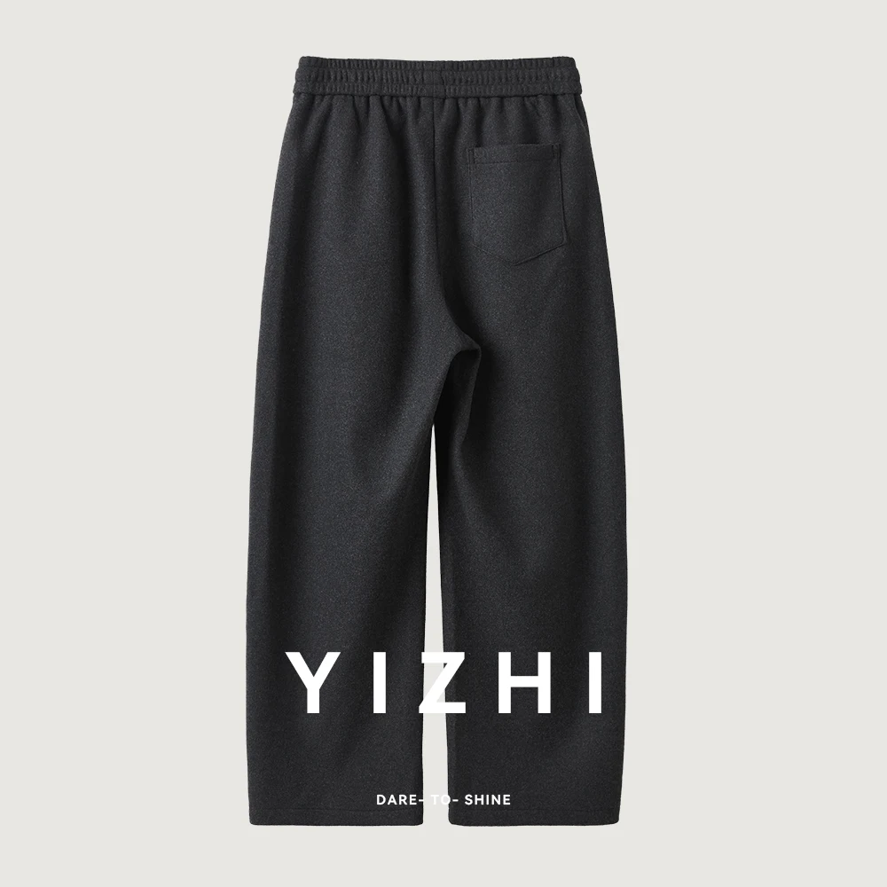 Fashion Men's Heavyweight 410g Velvet American Scimitar Casual Pants 2025 Winter New Solid Color Loose Elastic Sports Pants