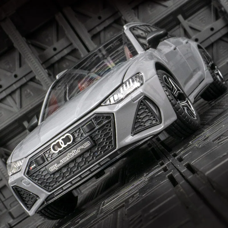 1:24 portas de modelo de carro em liga Audi RS6 e capô do motor, o porta-malas pode ser aberto tem funções de som e iluminação simuladas