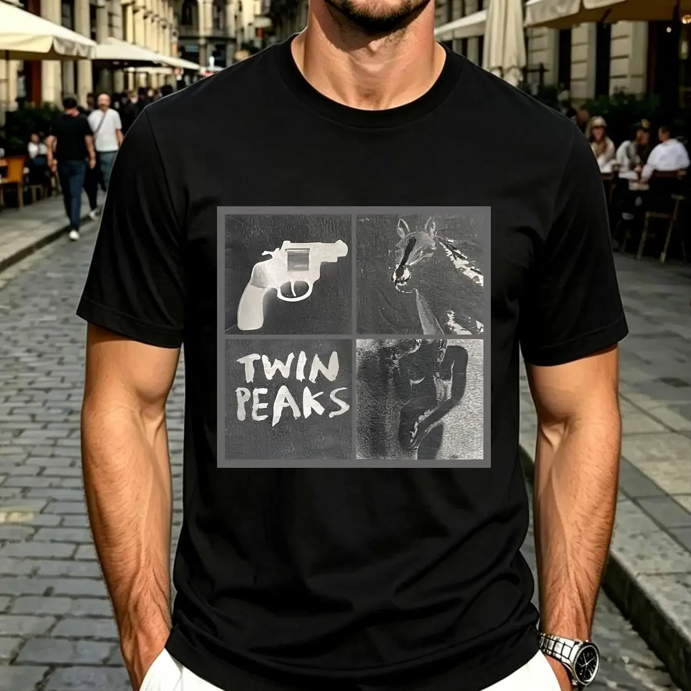 washed T Shirt Vintage 00s Twin Peaks 1990 unisex graphic printed TT5730 long or short sleeves vintage Washed Unisex