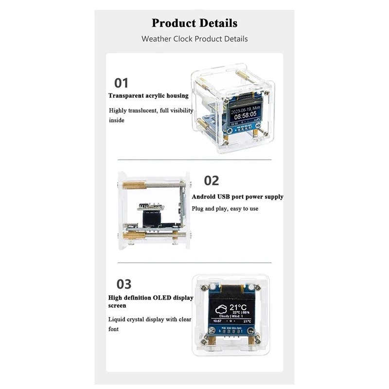 DIY Weather Clock Kit WIFI Module Internet Of Things Time Temperature And Humidity Display Soldering Practice Loose Part